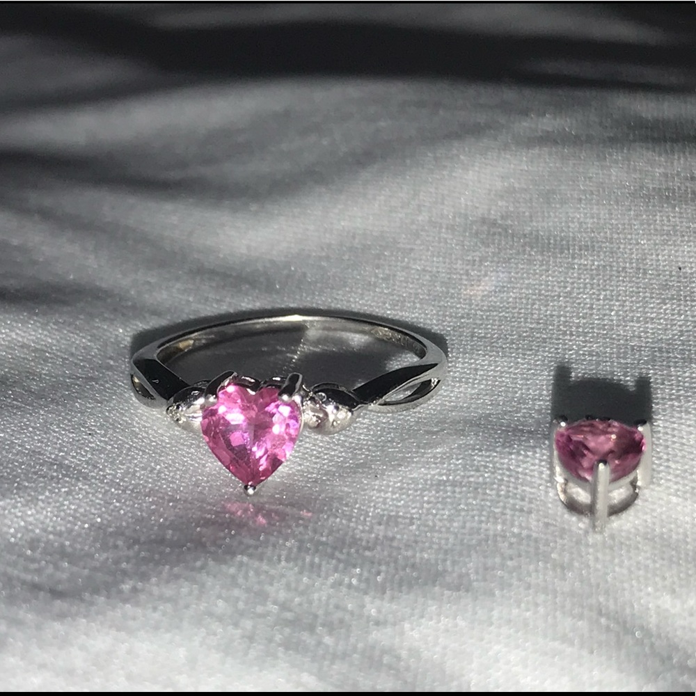 10k white gold ring/pendant set